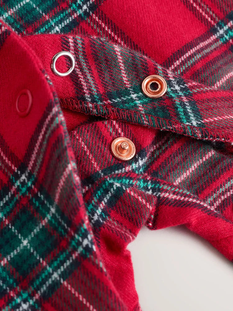 |BabyBoy| Macacão De Dormir Para Bebês Combinando Com a Família Em Xadrez Vermelho (0 meses a 3 anos)