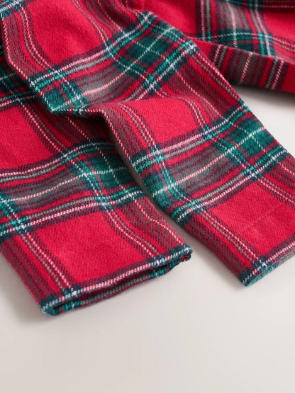 |BabyBoy| Macacão De Dormir Para Bebês Combinando Com a Família Em Xadrez Vermelho (0 meses a 3 anos)