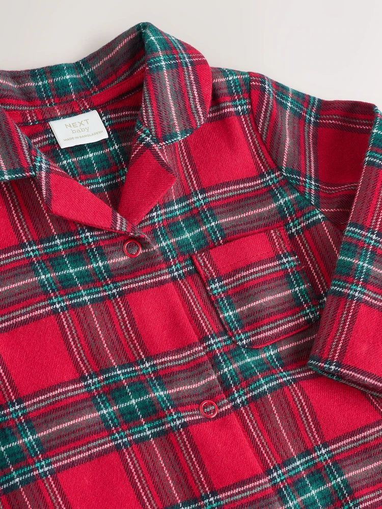 |BabyBoy| Macacão De Dormir Para Bebês Combinando Com a Família Em Xadrez Vermelho (0 meses a 3 anos)