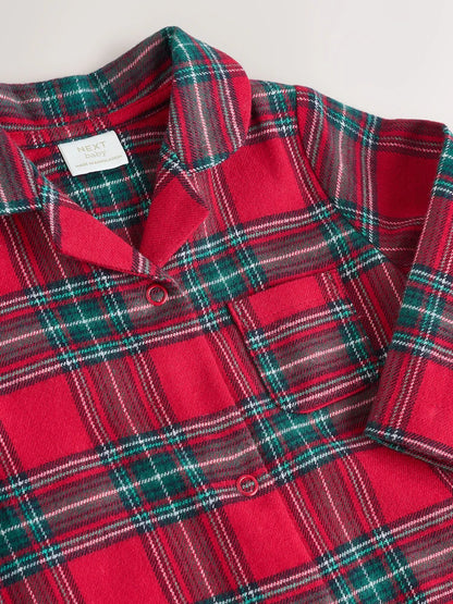 |BabyBoy| Macacão De Dormir Para Bebês Combinando Com a Família Em Xadrez Vermelho (0 meses a 3 anos)