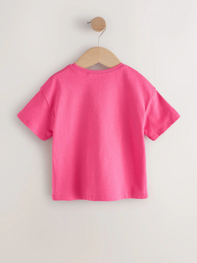 |Girl| Camiseta De Manga Curta Unicórnio Rosa (3 meses a 7 anos)