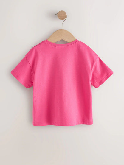 |Girl| Camiseta De Manga Curta Unicórnio Rosa (3 meses a 7 anos)