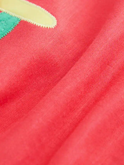 |Girl| Camiseta De Manga Curta Com Estampa De Flor Rosa Coral (3 meses a 7 anos)