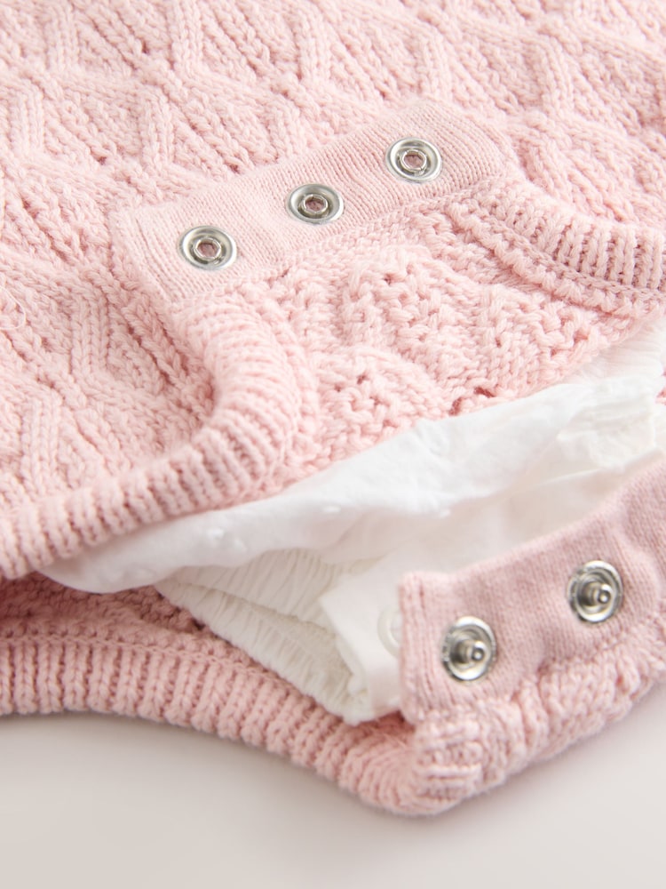 |BabyGirl| Macacão e Calça De Tricô Rosa/Branco Para Bebê Com Meia-Calça, Conjunto De 3 peças (0 meses a 2 anos)