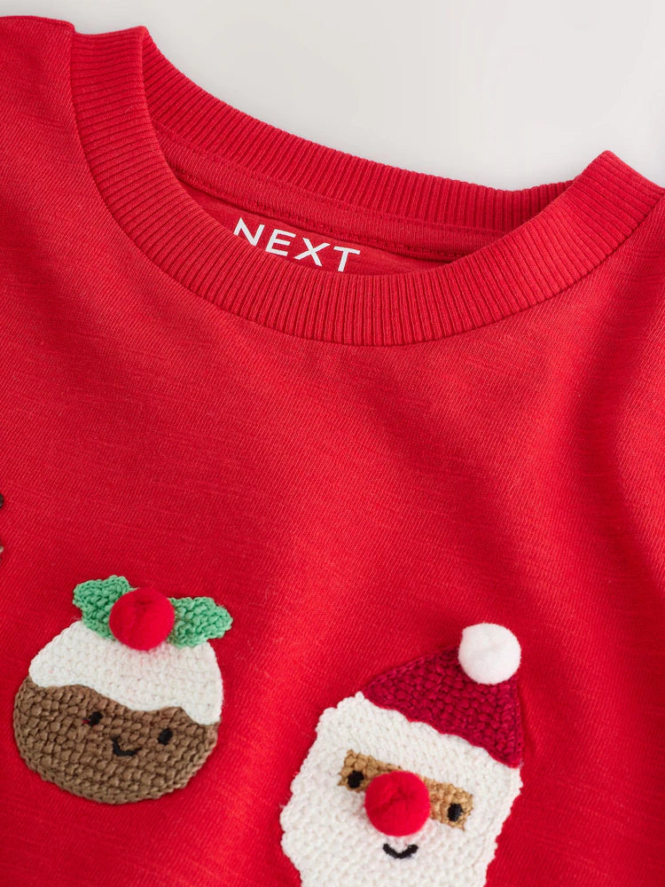 |Boy| Camiseta De Manga Comprida Com Apliques De Personagens Do Trio Vermelho (3 meses a 7 anos)