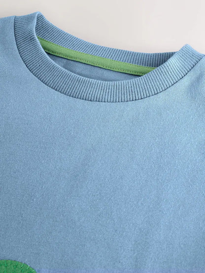 |Boy| Camiseta Com Apliques De Manga Comprida e Estampa De Fazenda Verde (3 meses a 7 anos)