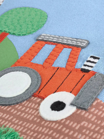 |Boy| Camiseta Com Apliques De Manga Comprida e Estampa De Fazenda Verde (3 meses a 7 anos)