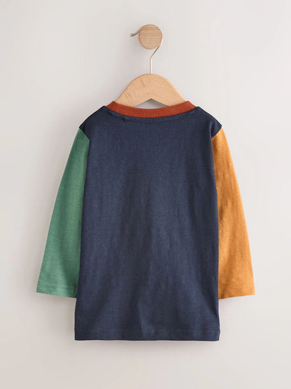 |Boy| Camiseta Com Apliques De Manga Comprida Da Marca Hotchpotch Dog Car Da Marinha (3 meses a 7 anos)