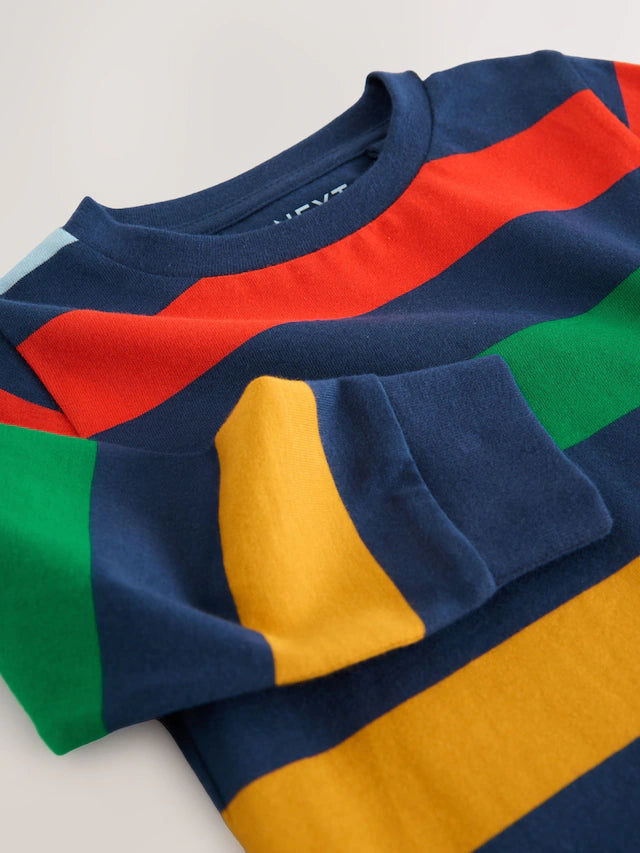 |Boy| Camiseta Listrada De Manga Comprida 100% Algodão Multibrilhante (3 meses a 7 anos)