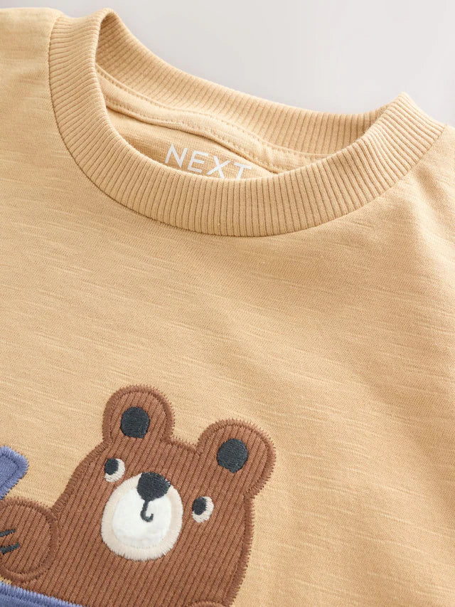 |Boy| Camisetas De Manga Comprida Com Apliques Blue Woodland, Pacote Com 3 (3 meses a 7 anos)