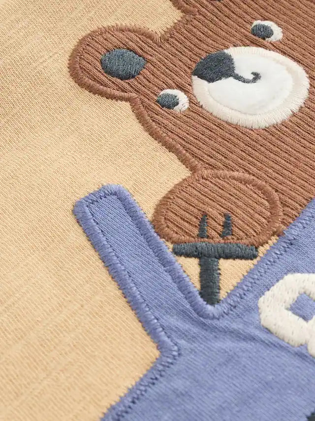 |Boy| Camisetas De Manga Comprida Com Apliques Blue Woodland, Pacote Com 3 (3 meses a 7 anos)