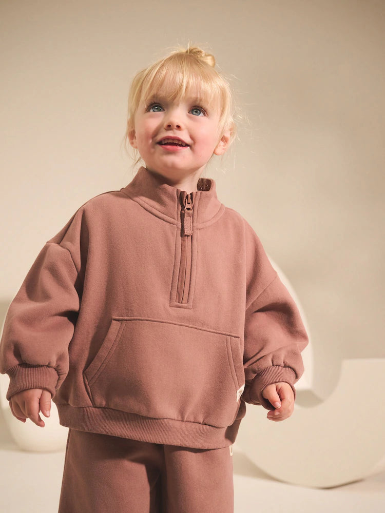 |Girl| Moletom Marrom Mocha Com Zíper e Manga comprida (3 meses a 7 anos)