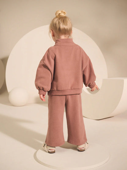 |Girl| Moletom Marrom Mocha Com Zíper e Manga comprida (3 meses a 7 anos)