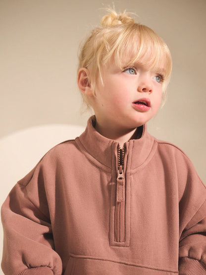 |Girl| Moletom Marrom Mocha Com Zíper e Manga comprida (3 meses a 7 anos)