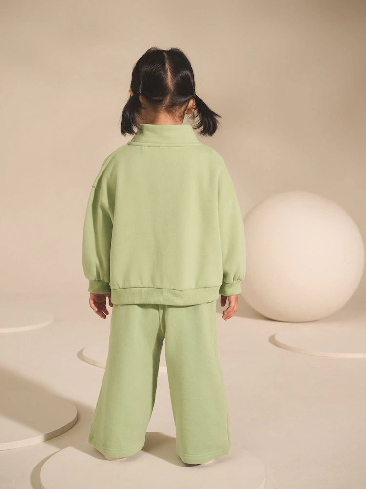 |Girl| Moletom Verde Sálvia Com Zíper e Meio (3 meses a 7 anos)