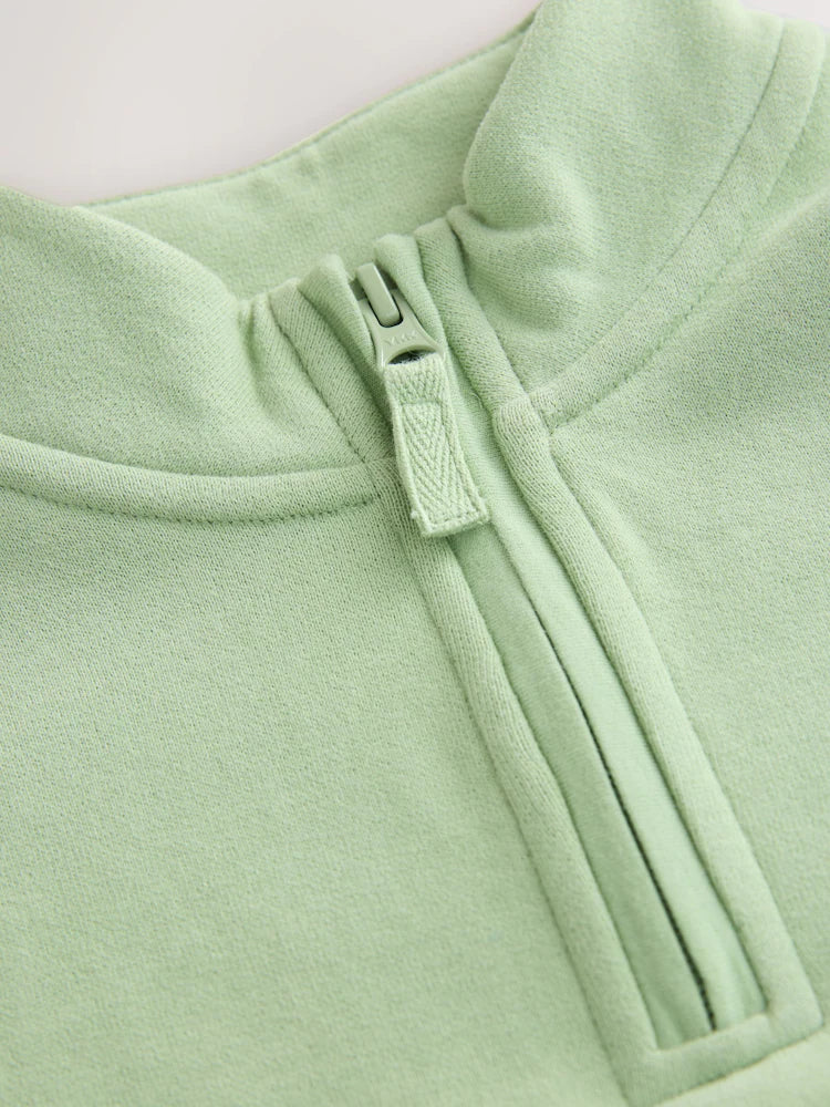 |Girl| Moletom Verde Sálvia Com Zíper e Meio (3 meses a 7 anos)