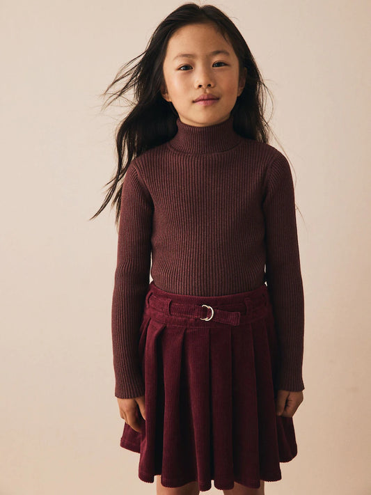 |BigGirl| Suéter De Malha Com Gola Alta Marrom Chocolate (3-16 anos)