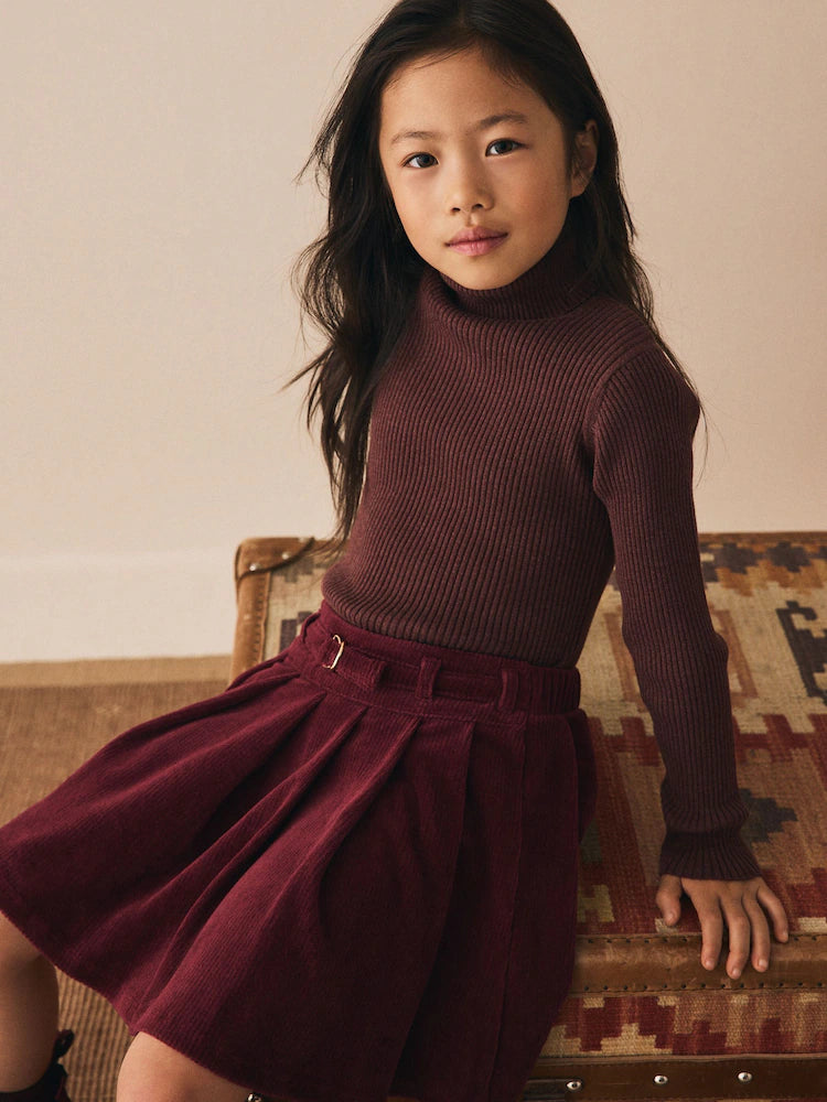 |BigGirl| Suéter De Malha Com Gola Alta Marrom Chocolate (3-16 anos)