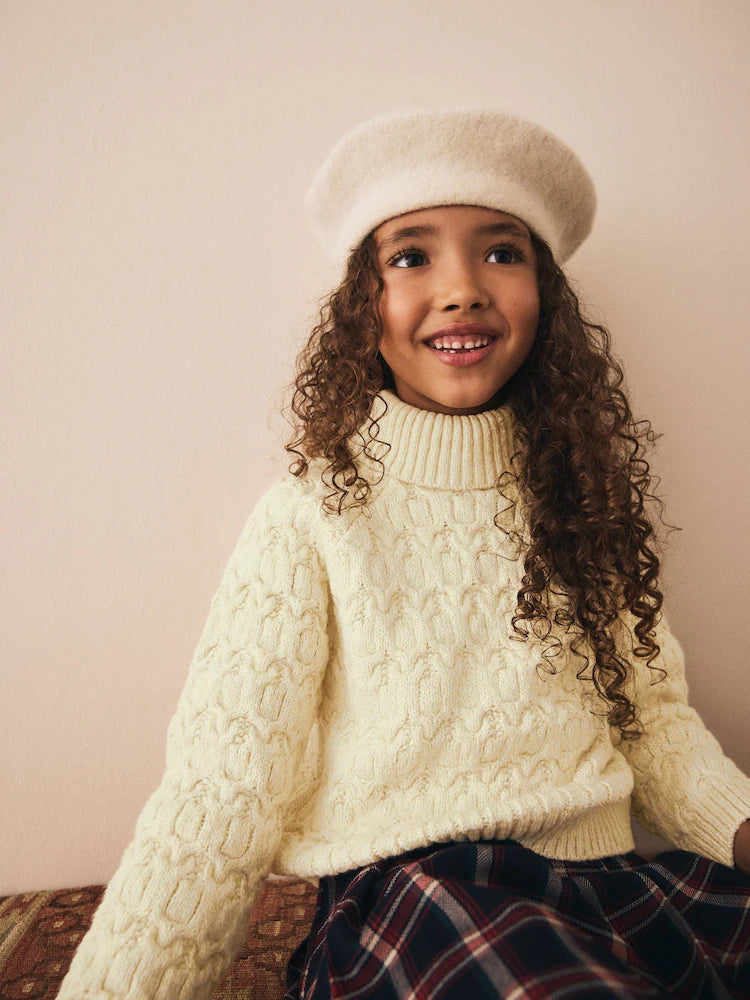 |BigGirl| Blusa De Gola Alta Oatmeal Cable (3-16 anos)