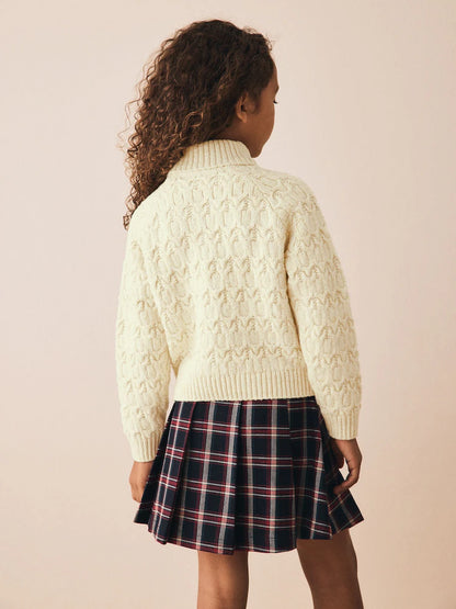 |BigGirl| Blusa De Gola Alta Oatmeal Cable (3-16 anos)