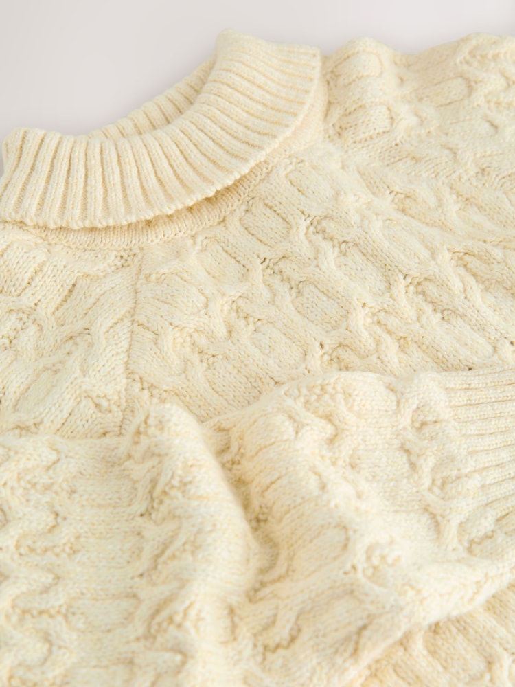 |BigGirl| Blusa De Gola Alta Oatmeal Cable (3-16 anos)