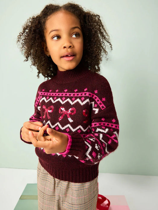 |BigGirl| Suéter De Natal Berry Bow (3-16 anos)