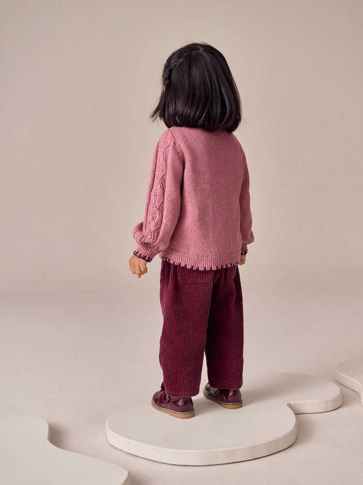 |Girl| Cardigan Com Estampa Floral Rosa (3 meses a 7 anos)