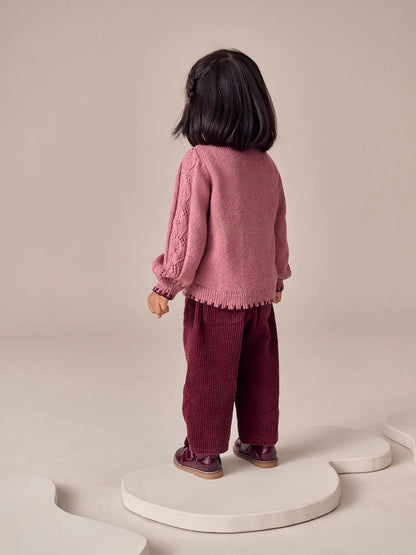 |Girl| Cardigan Com Estampa Floral Rosa (3 meses a 7 anos)