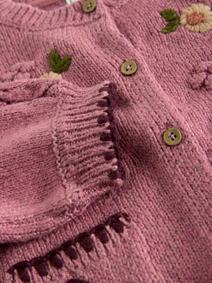 |Girl| Cardigan Com Estampa Floral Rosa (3 meses a 7 anos)