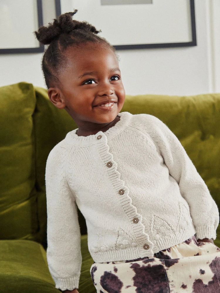 |Girl| Cardigan Cru Com Botões (3 meses a 7 anos)
