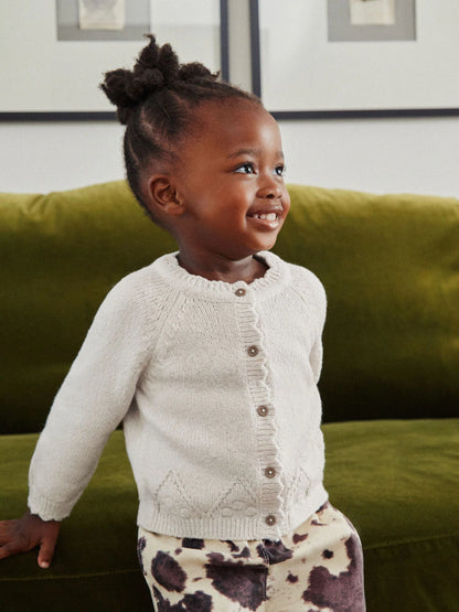 |Girl| Cardigan Cru Com Botões (3 meses a 7 anos)