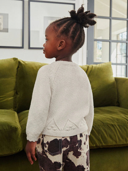 |Girl| Cardigan Cru Com Botões (3 meses a 7 anos)