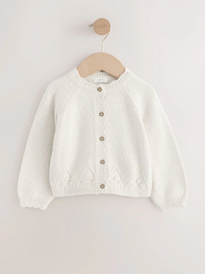 |Girl| Cardigan Cru Com Botões (3 meses a 7 anos)