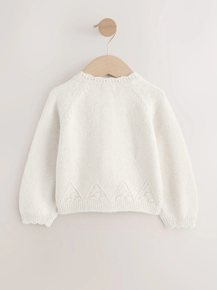 |Girl| Cardigan Cru Com Botões (3 meses a 7 anos)