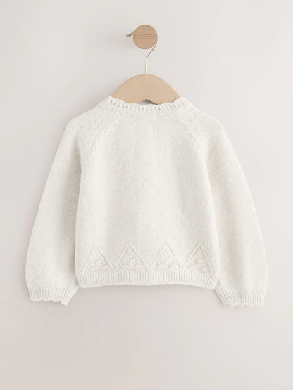 |Girl| Cardigan Cru Com Botões (3 meses a 7 anos)