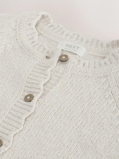 |Girl| Cardigan Cru Com Botões (3 meses a 7 anos)