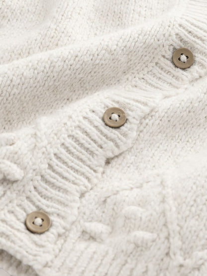 |Girl| Cardigan Cru Com Botões (3 meses a 7 anos)