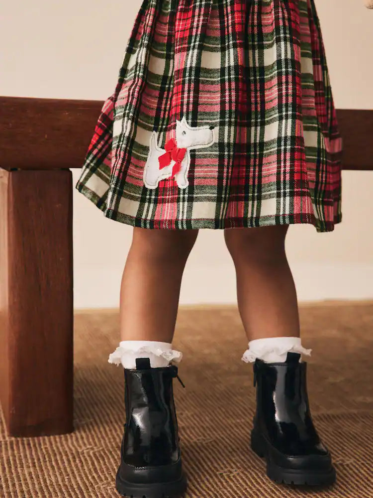 |Girl| Vestido Xadrez Vermelho De Malha (3 meses a 7 anos)