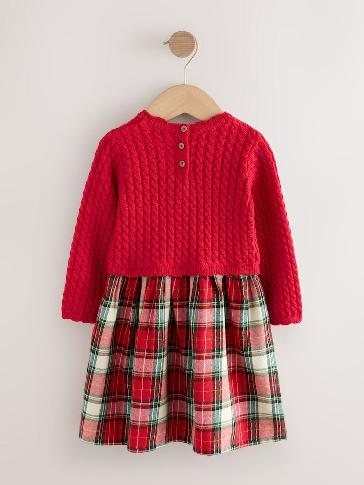 |Girl| Vestido Xadrez Vermelho De Malha (3 meses a 7 anos)