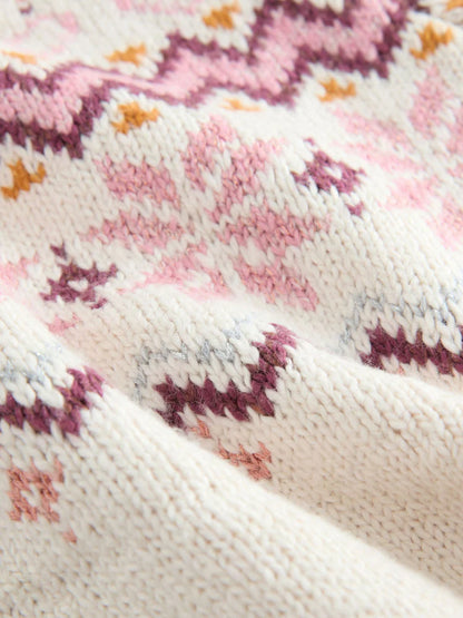 |Girl| Suéter Fairisle de Natal Cru (3 meses a 7 anos)