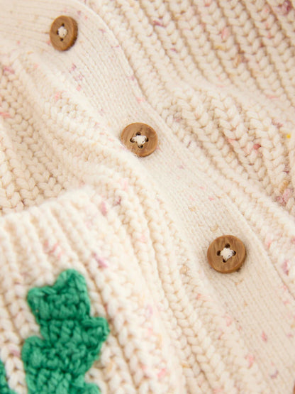 |Girl| Cardigan de Natal Ecru Holly Jolly (3 meses a 10 anos)
