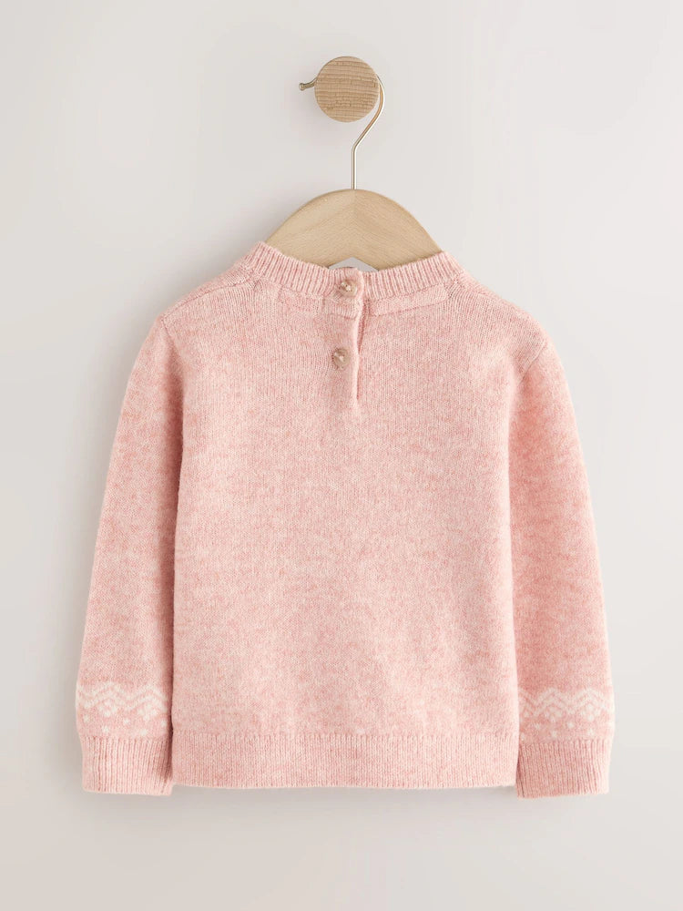 |Girl| Casaco De Natal Rosa Com Casaco De Gengibre (3 meses a 7 anos)