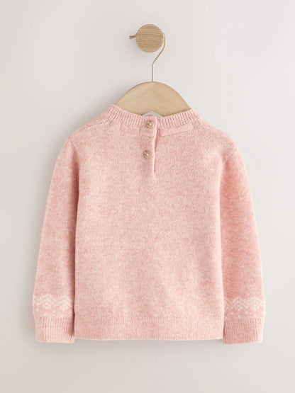 |Girl| Casaco De Natal Rosa Com Casaco De Gengibre (3 meses a 7 anos)