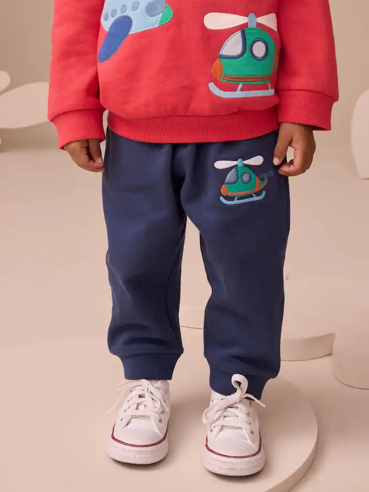 |Girl| Conjunto De Moletom Com Capuz e Calça De Moletom Com Apliques Vermelho/Azul-Marinho (3 meses a 7 anos)