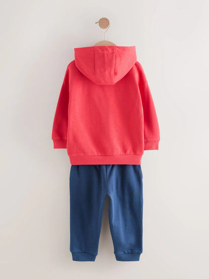 |Girl| Conjunto De Moletom Com Capuz e Calça De Moletom Com Apliques Vermelho/Azul-Marinho (3 meses a 7 anos)