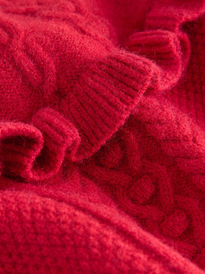 |Girl| Pulôver De Malha Com Cabo Vermelho (3 meses a 7 anos)