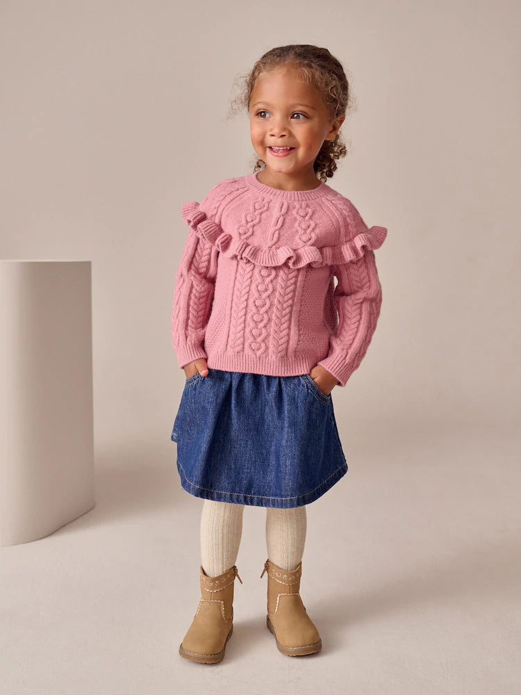 |Girl| Suéter De Tricô Rosa (3 meses a 7 anos)