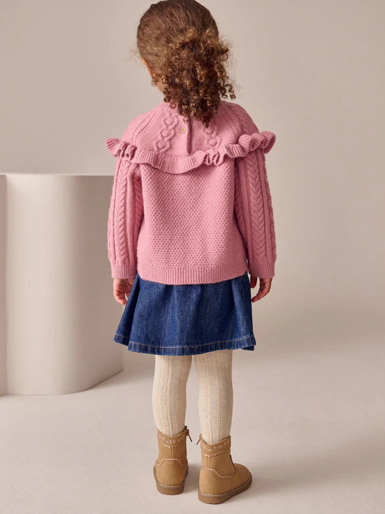 |Girl| Suéter De Tricô Rosa (3 meses a 7 anos)