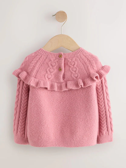 |Girl| Suéter De Tricô Rosa (3 meses a 7 anos)