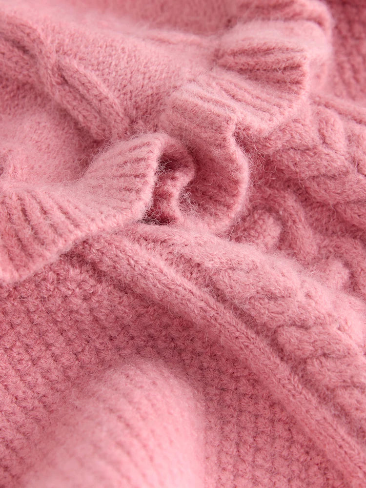 |Girl| Suéter De Tricô Rosa (3 meses a 7 anos)